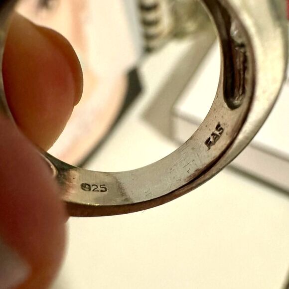 Cubic Zirconia womens blue white square cushion sterling silver .925 ring size 6 - Picture 6 of 6